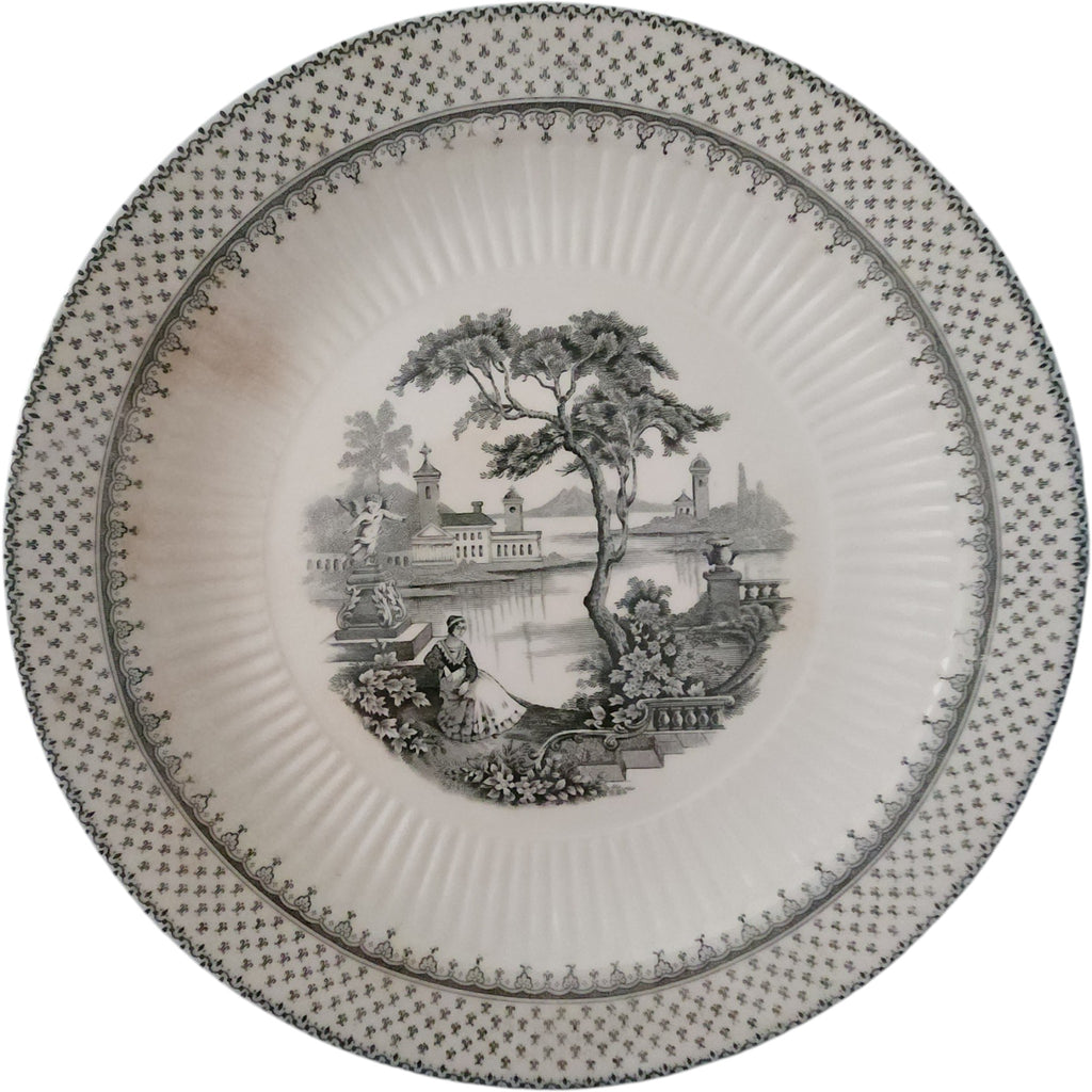 Wm Adams & Sons Minuet Black Ironstone Dinner Plates Set of 5