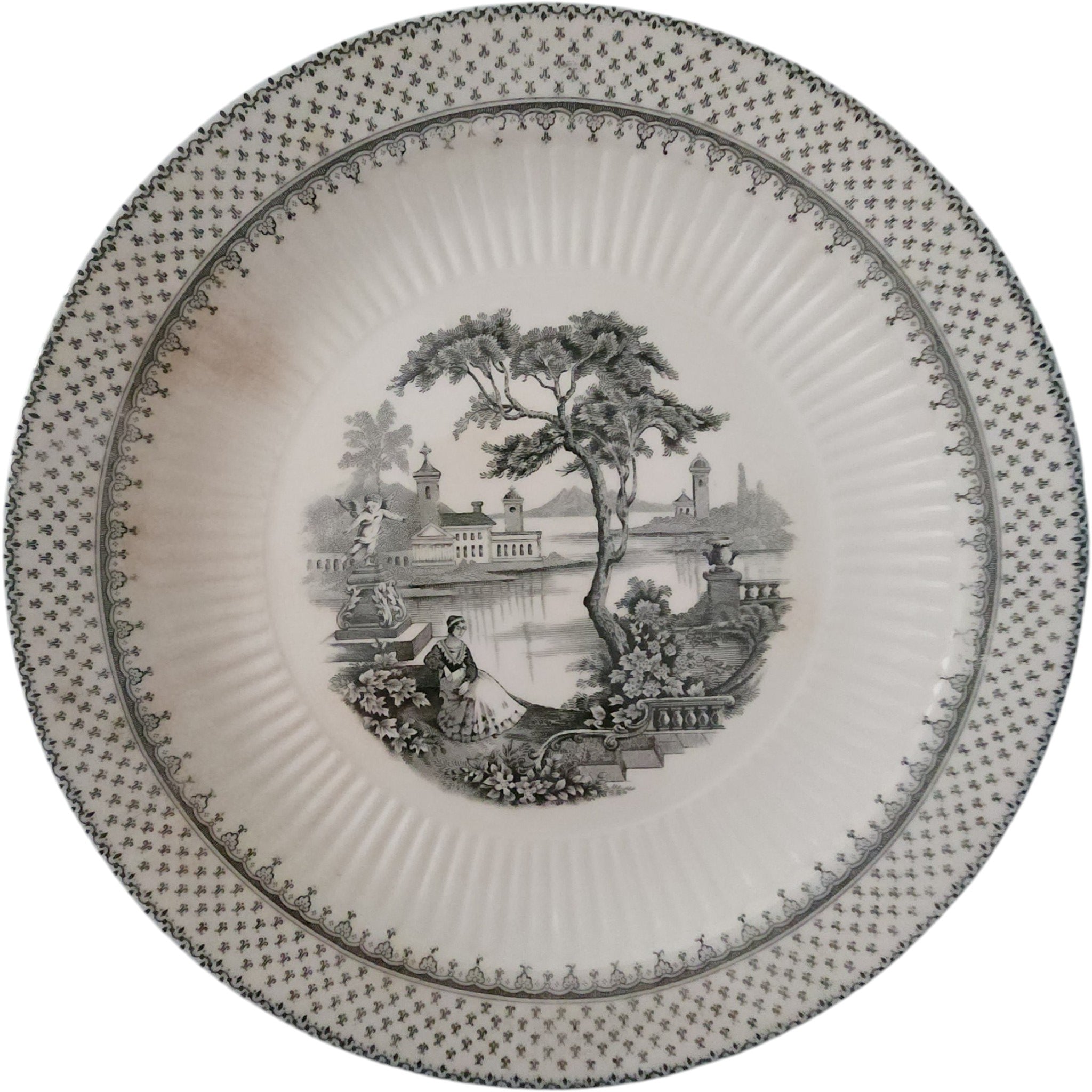 Wm Adams & Sons Minuet Black Ironstone Dinner Plates Set of 5