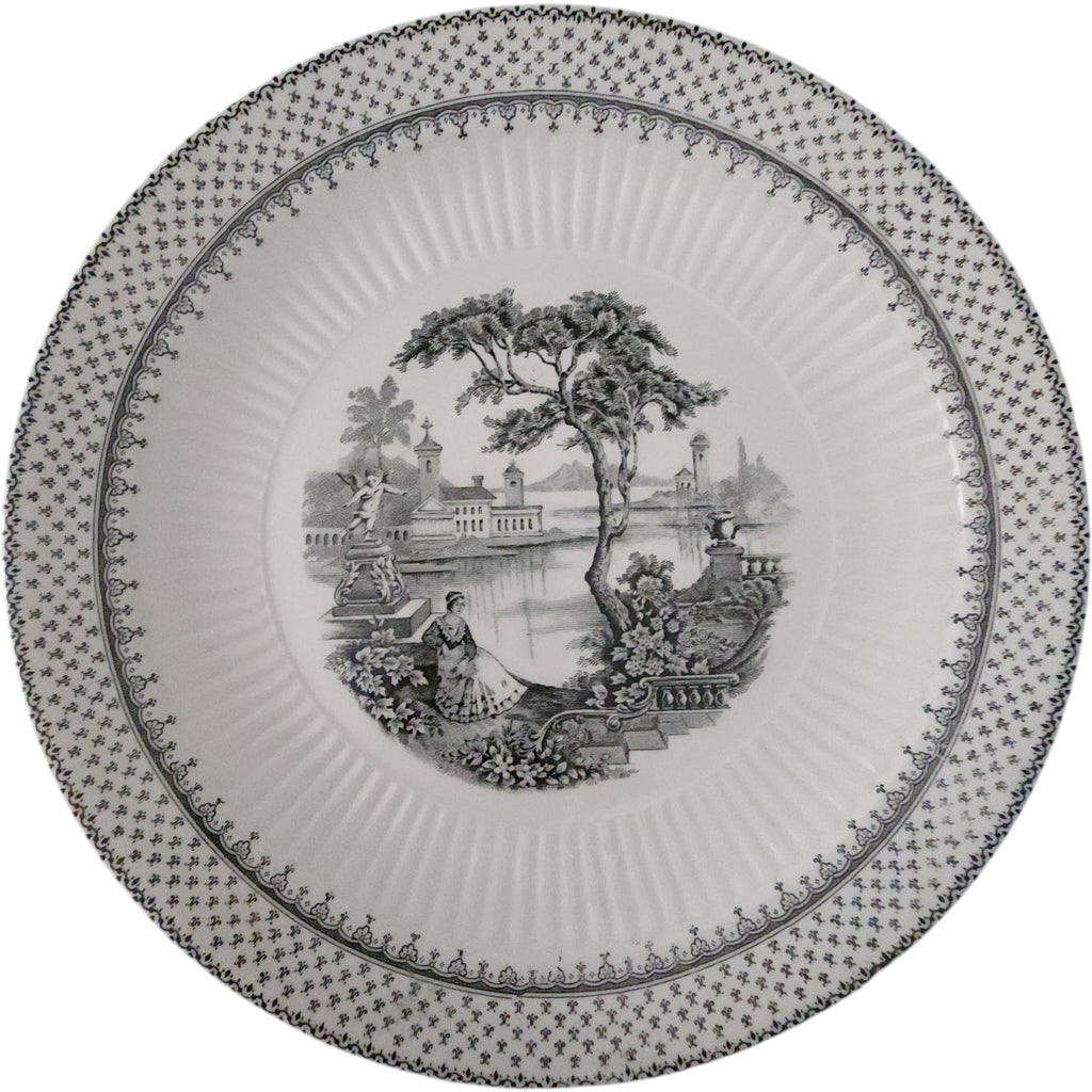 Wm Adams & Sons Minuet Black Ironstone Dinner Plates Set of 5