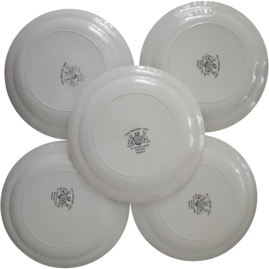 Wm Adams & Sons Minuet Black Ironstone Dinner Plates Set of 5