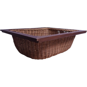 Vintage 19-Inch Large Woven Wicker Basket with Wood Rim