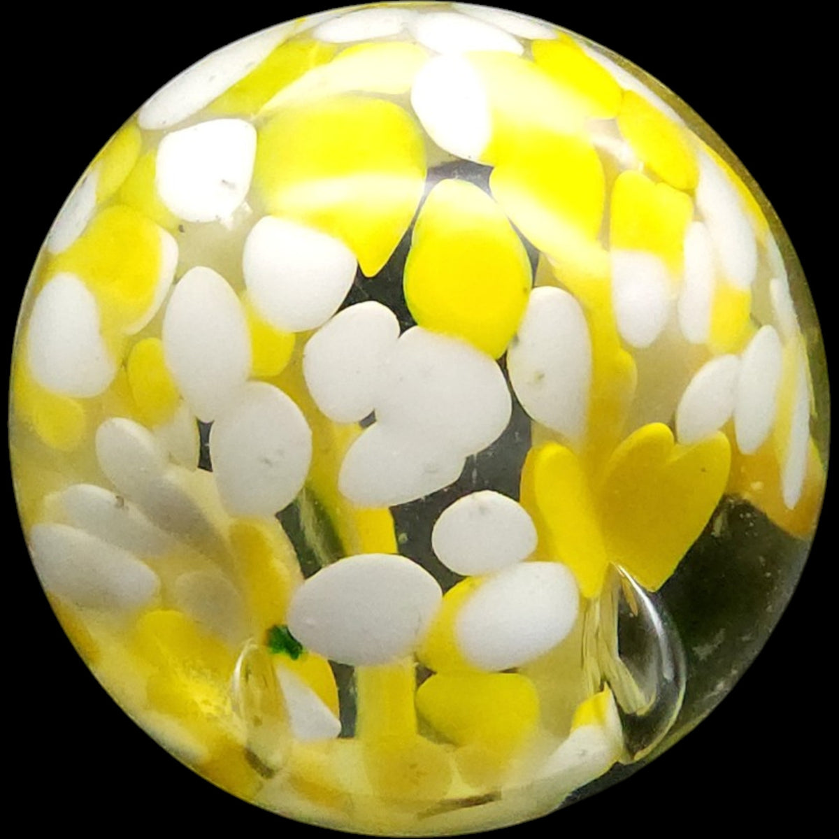 Vintage Yellow and White Art Glass Paperweight