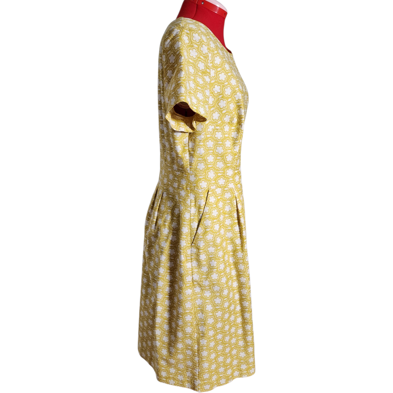 Vintage Boden Yellow Clover Print Fit & Flare Dress – Size US 12  UK 16R