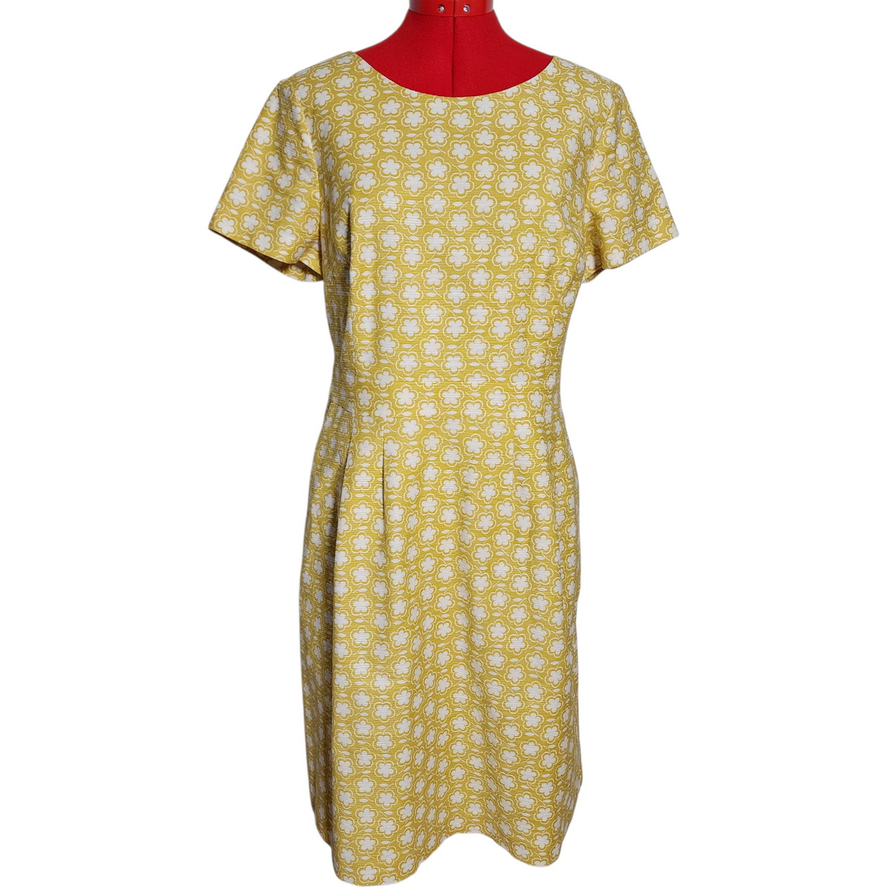 Vintage Boden Yellow Clover Print Fit & Flare Dress – Size US 12  UK 16R