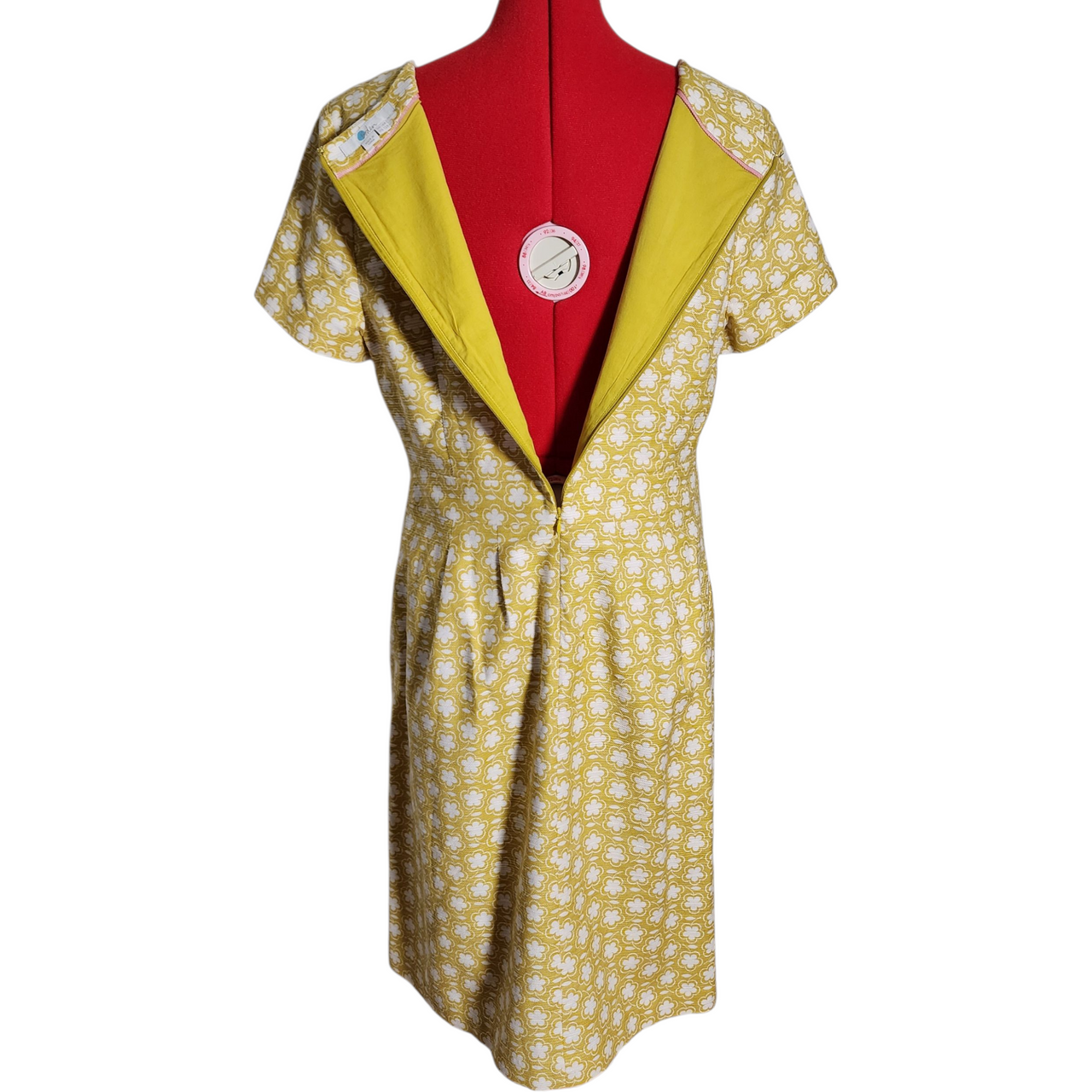 Vintage Boden Yellow Clover Print Fit & Flare Dress – Size US 12  UK 16R