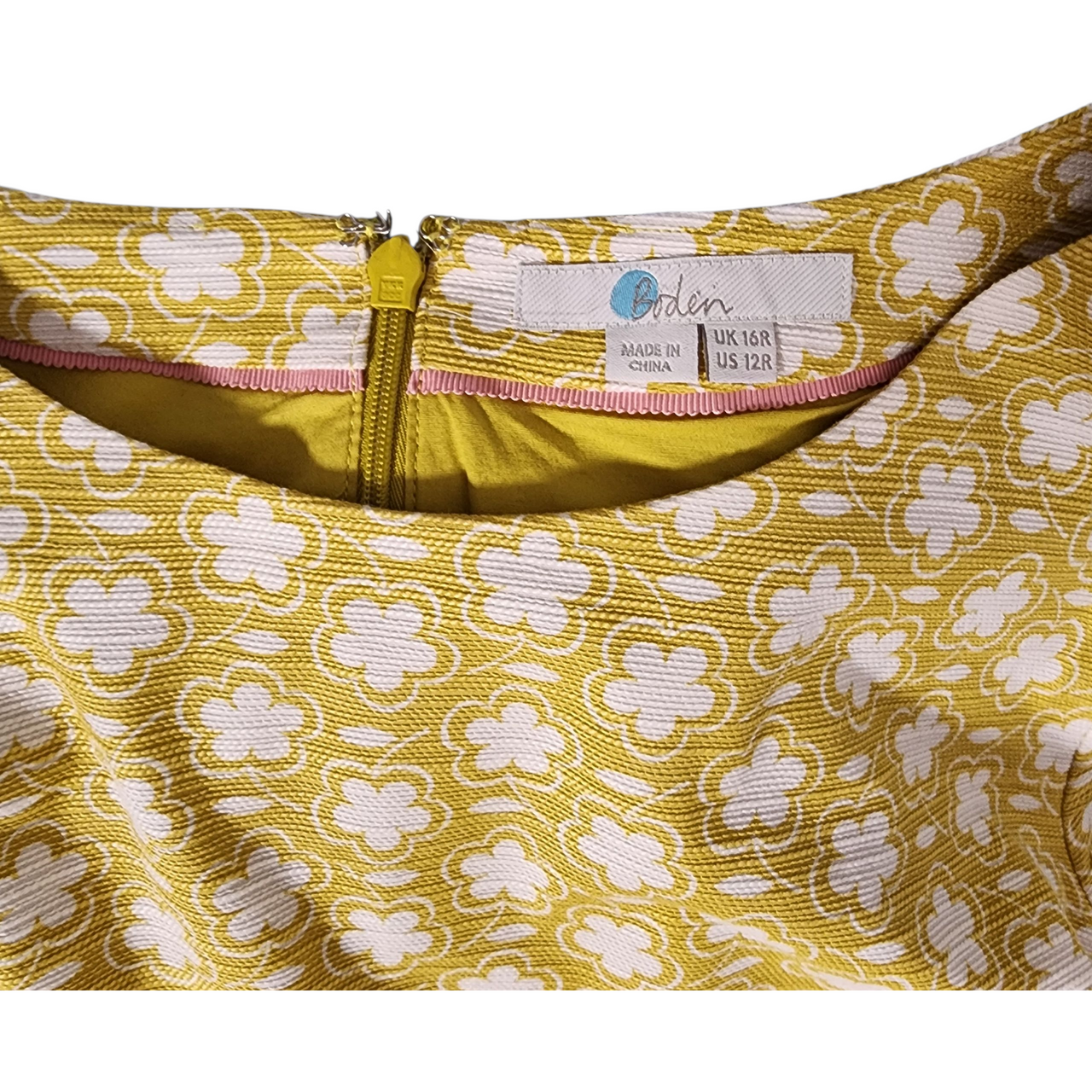 Vintage Boden Yellow Clover Print Fit & Flare Dress – Size US 12  UK 16R