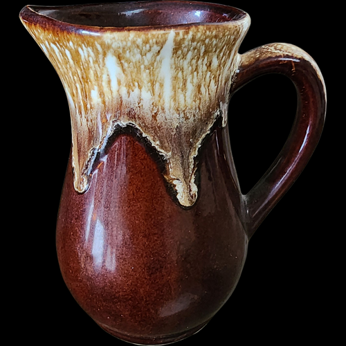 Vintage Brown Drip Glaze Pottery Pitcher Mid Century Hull / McCoy Style Stoneware Creamer Jug USA