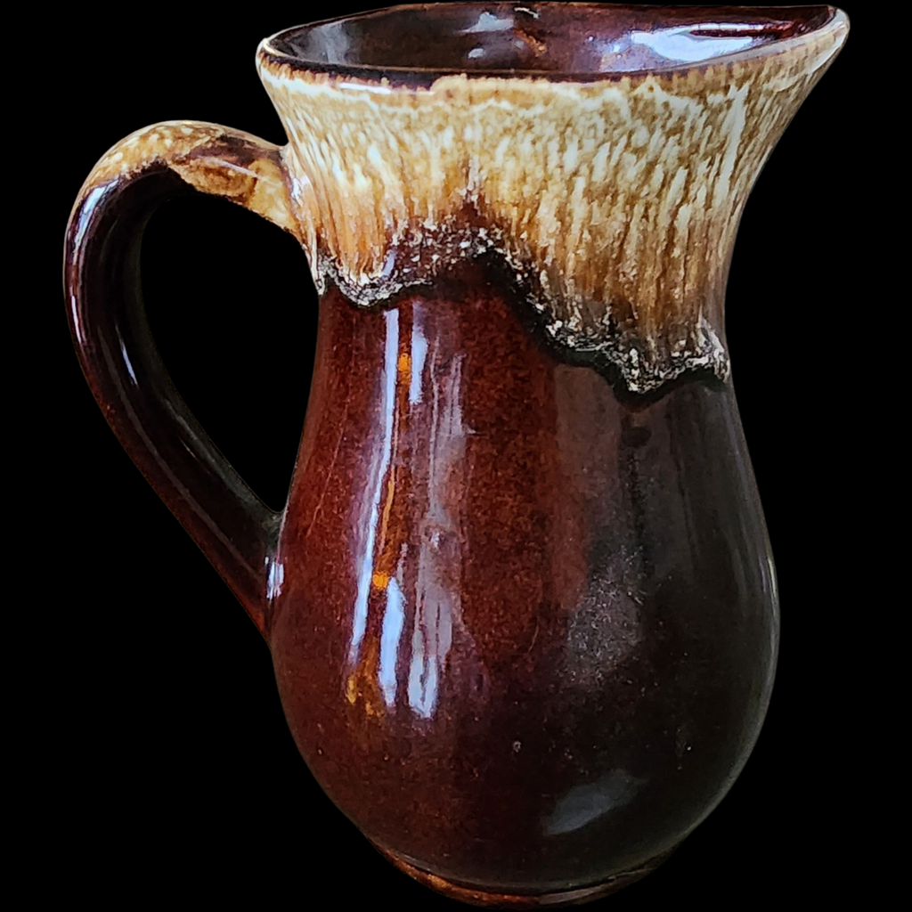 Vintage Brown Drip Glaze Pottery Pitcher Mid Century Hull / McCoy Style Stoneware Creamer Jug USA