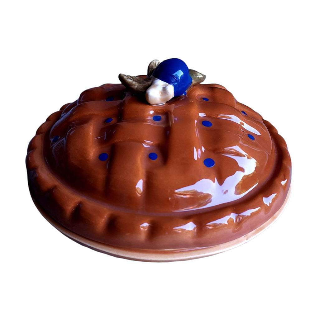 Vintage Ceramic Blueberry Covered Pie Plate Baking Dish