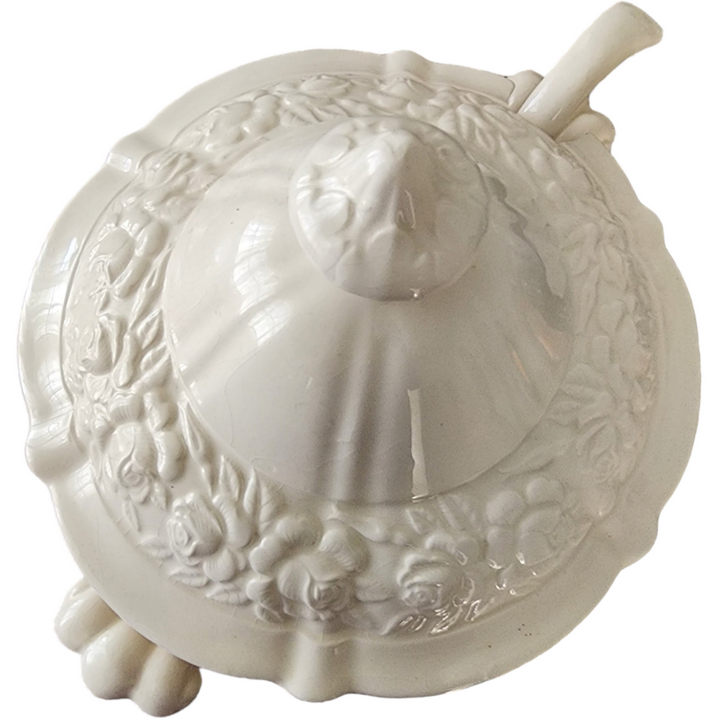 Vintage Ceramic Soup Tureen with Matching Lid and Ladle