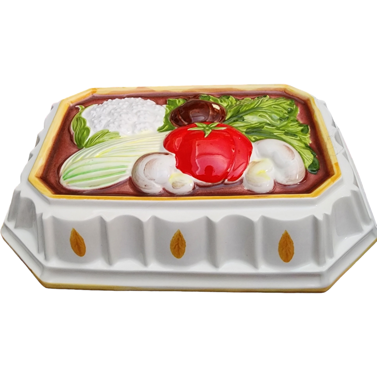 Ceramic Wall Hanging Jello Mold with Vegetable Relief Decoration