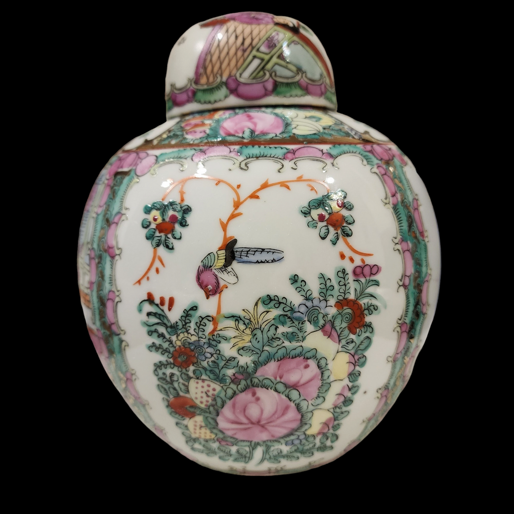 China Canton Hong Kong Hand Painted Yuet Tung China Works Famille Rose Porcelain Jar Vase