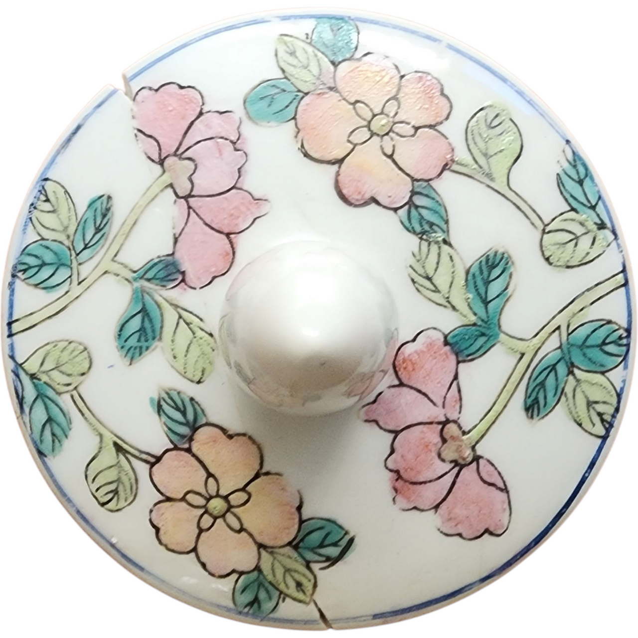 Vintage Chinese Ginger Jar Imari Floral Porcelain Lidded Vase Made in China c.1960s–80s Lid Repair