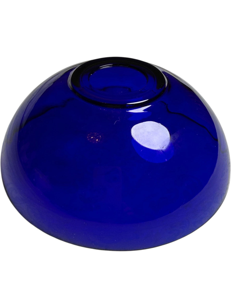 Vintage Cobalt Blue Glass Bowl with Gold Rim Mid Century Modern Serving Dish