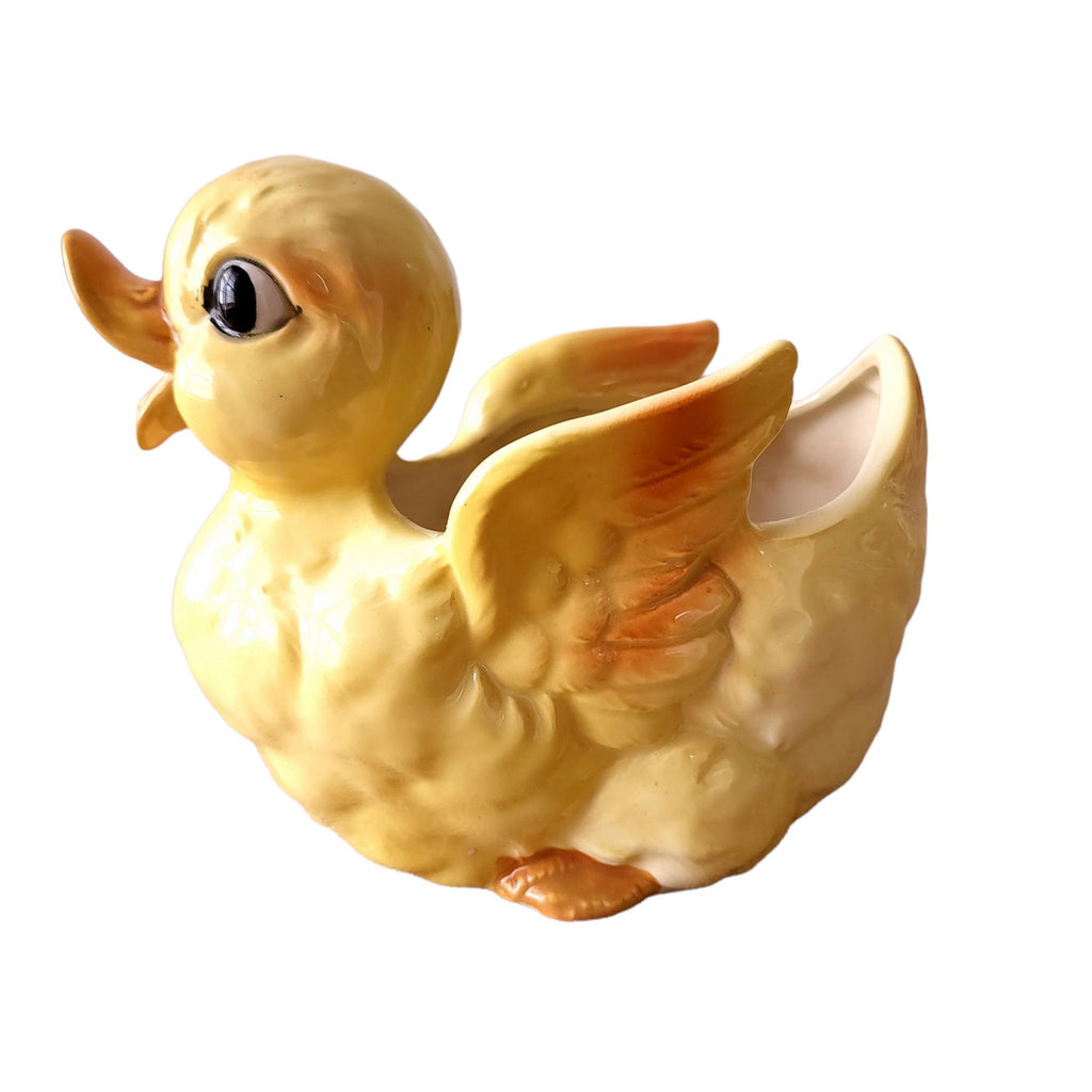 Vintage Collectible Ceramic Yellow Duck Planter