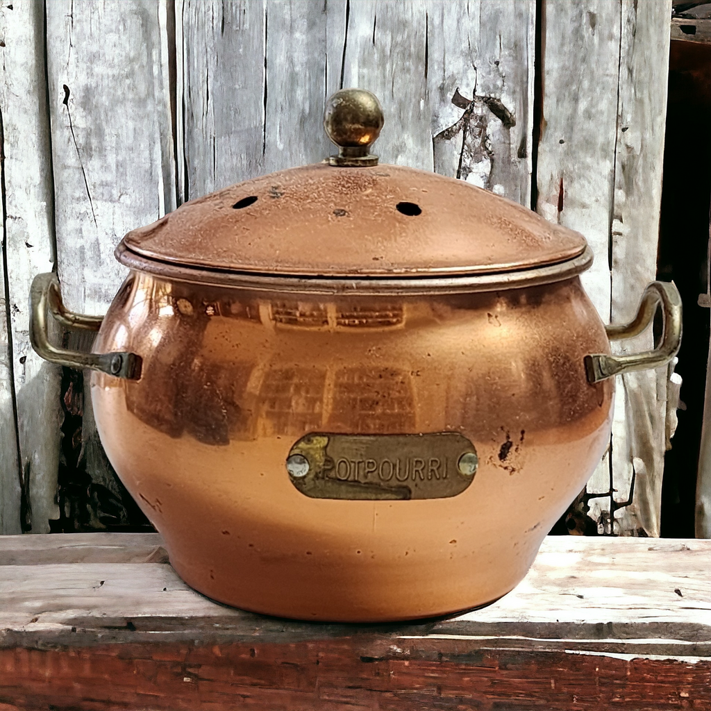 Vintage Copper Pot with Lid, Potpourri Bowl
