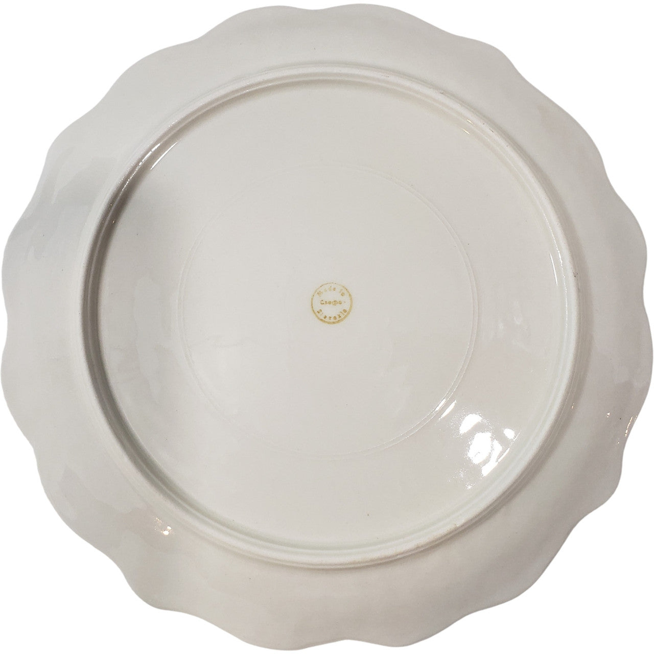 Vintage Czechoslovakia White Embossed Porcelain Salad Plate 8¾″ Scalloped Edge Raised Floral Design