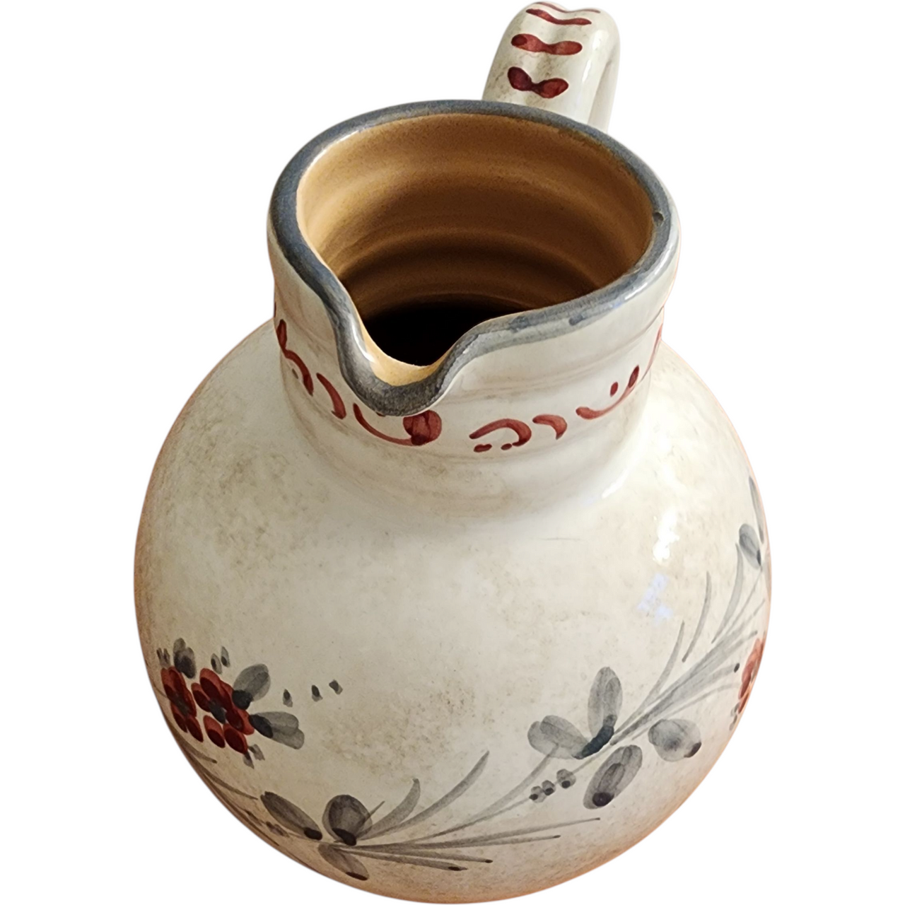 Vintage Deruta Italian Hand Painted Ceramic Pitcher Floral Majolica Pottery Jug