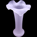 Frosted Pink Satin Glass Ruffled Top Vase