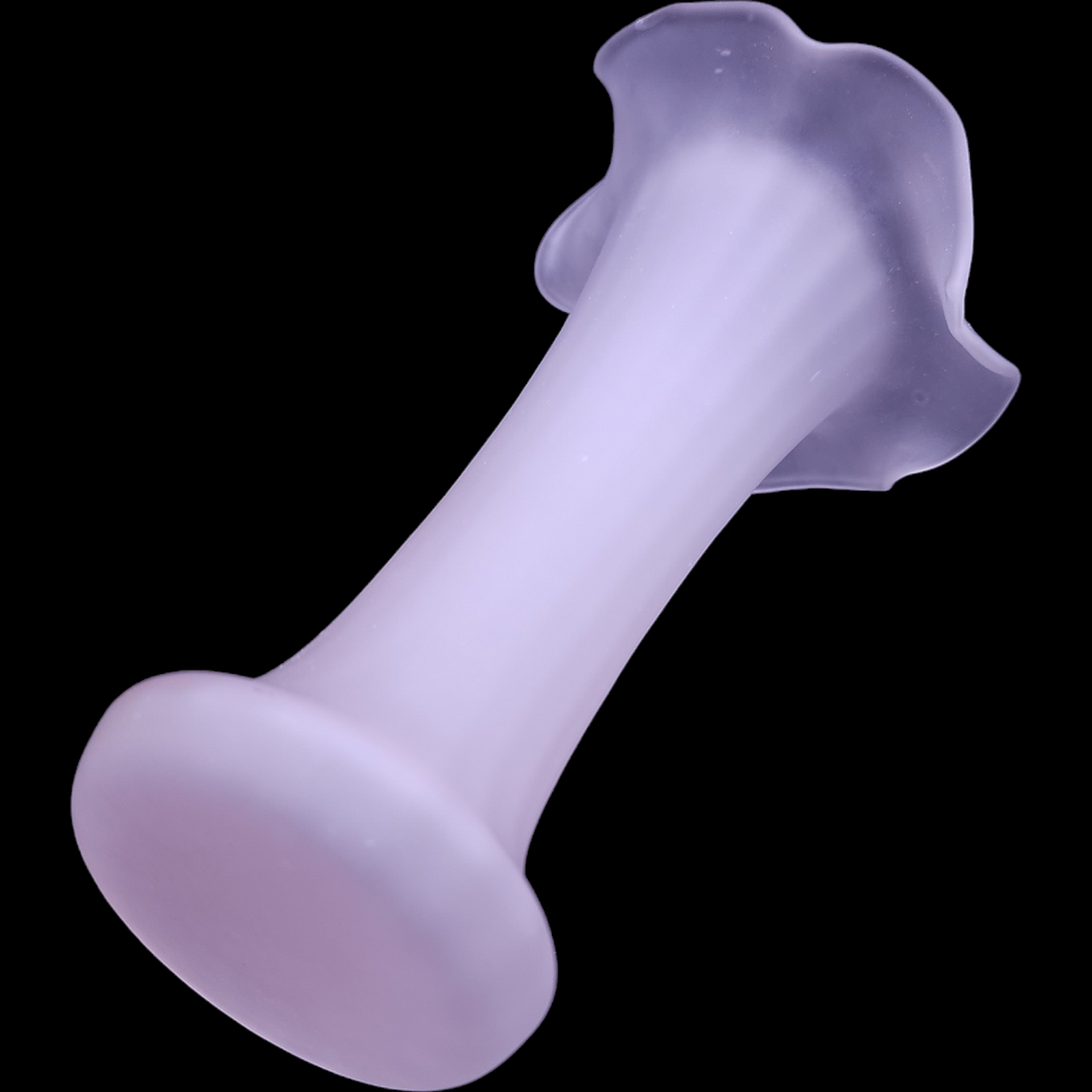 Frosted Pink Satin Glass Ruffled Top Vase