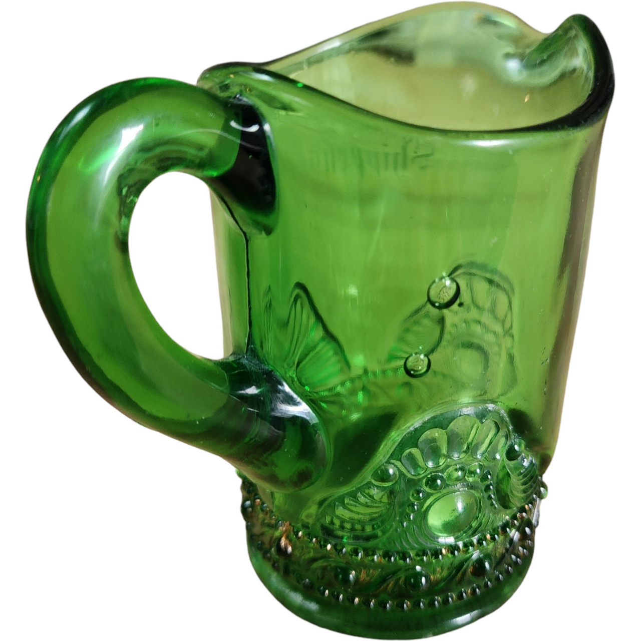 Vintage Green EAPG Early American Pattern Glass Creamer in the "Virginia / U.S. Glass #15112
