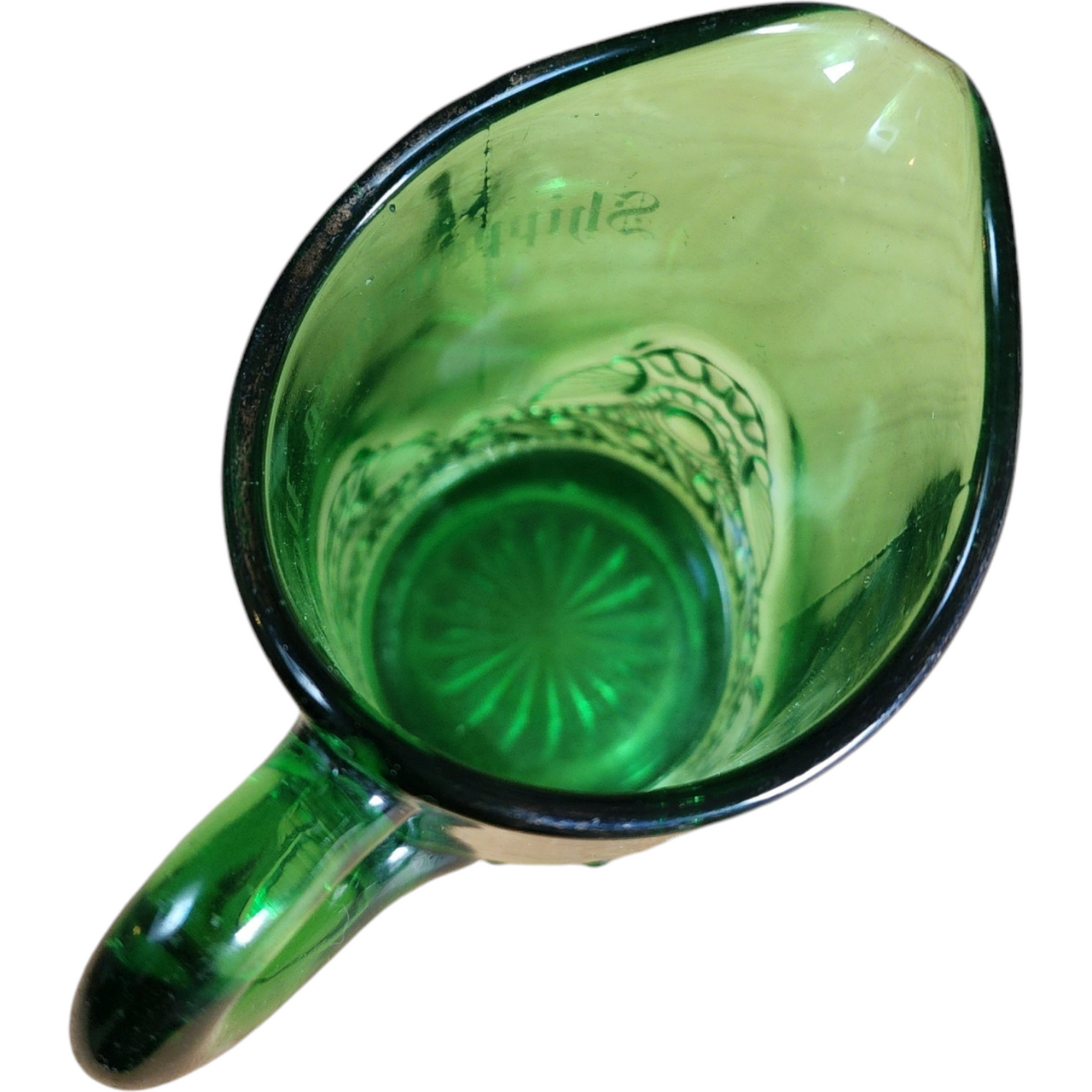 Vintage Green EAPG Early American Pattern Glass Creamer in the "Virginia / U.S. Glass #15112