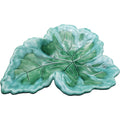 Vintage Green Majolica Style Leaf Shaped Ceramic Dish Handcrafted Pottery Bowl Signed June