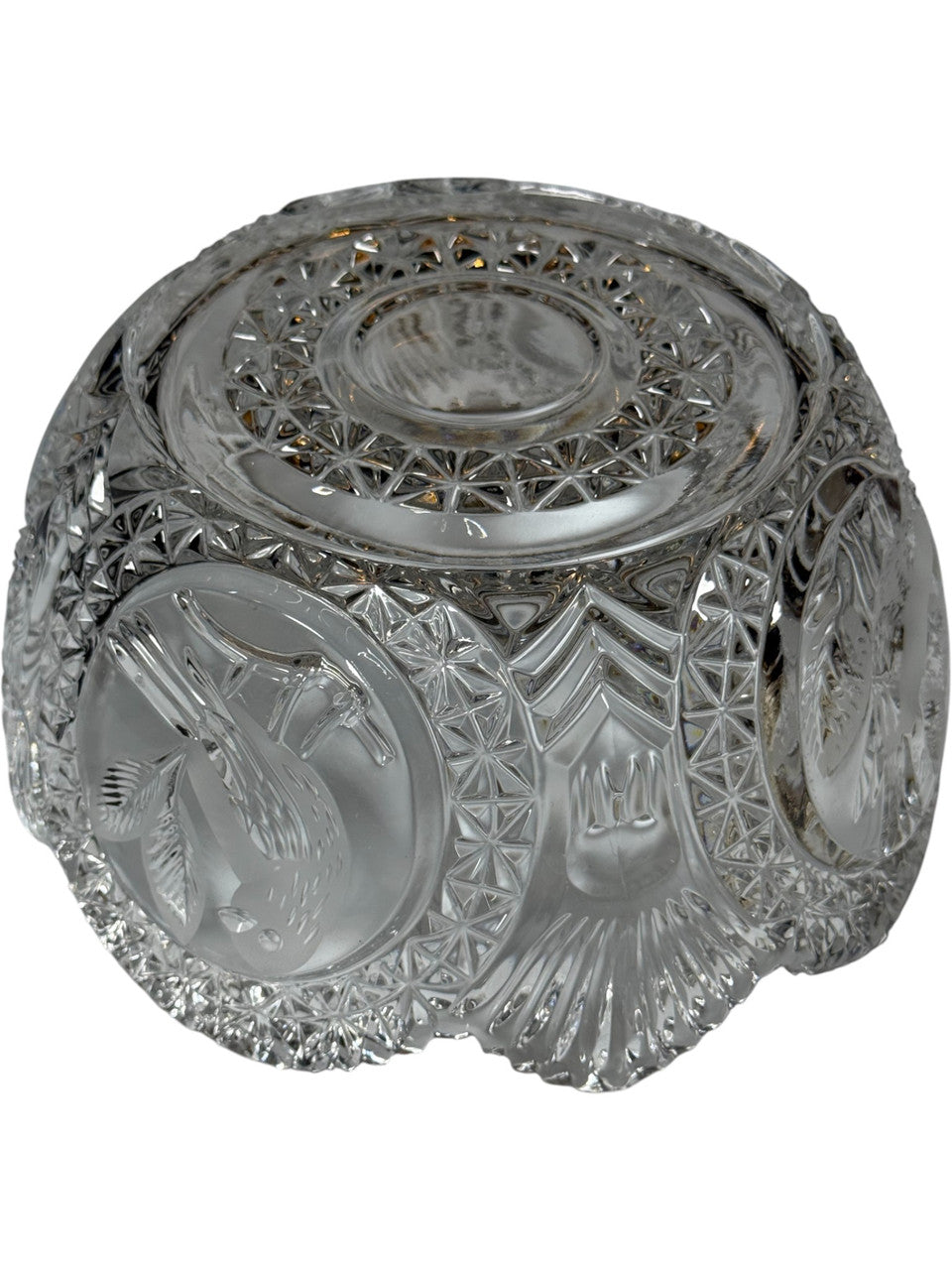 Vintage Hofbauer “The Byrdes Collection” 8" Crystal Bowl – Cut Glass Bird Design