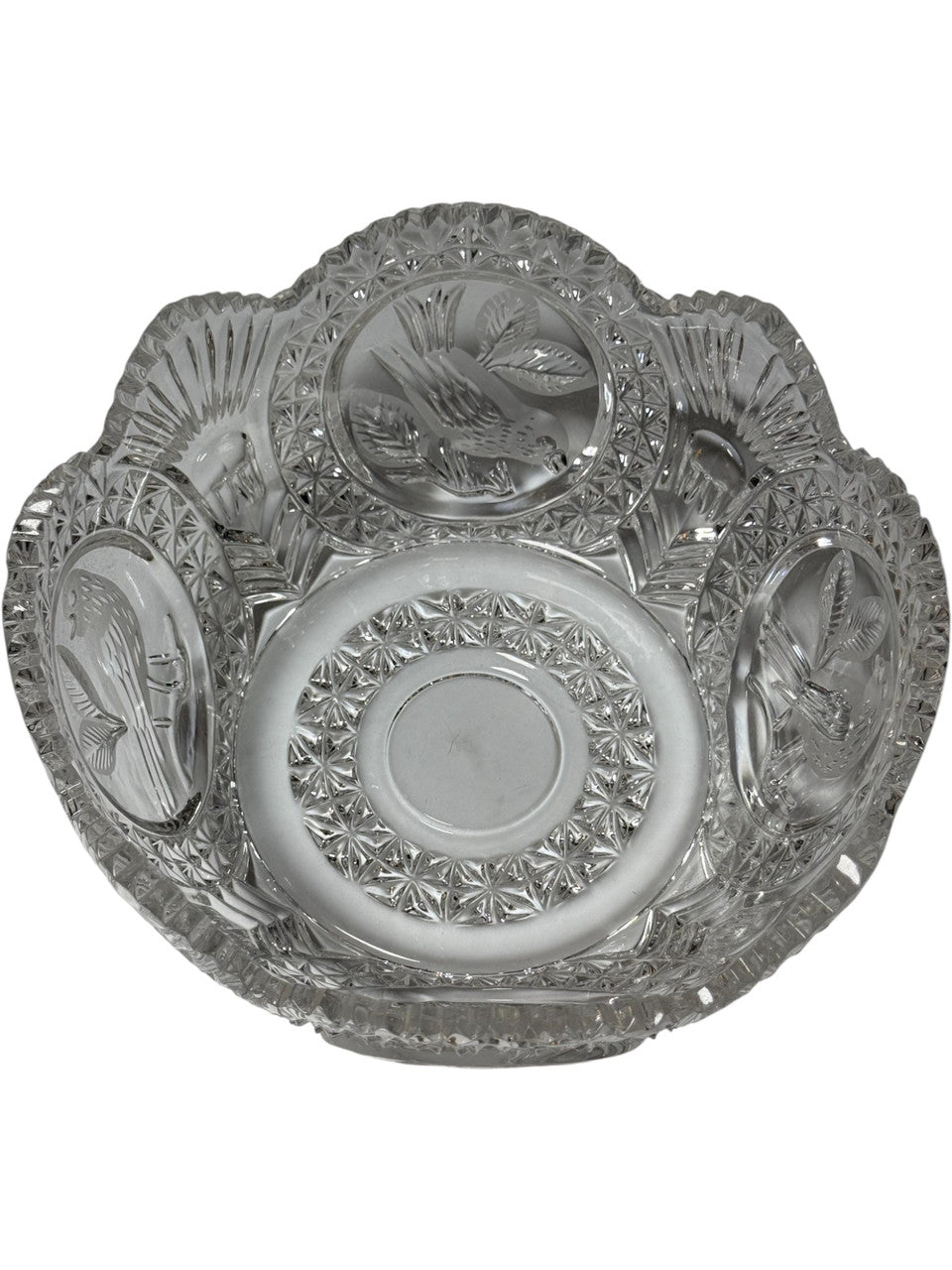 Vintage Hofbauer “The Byrdes Collection” 8" Crystal Bowl – Cut Glass Bird Design