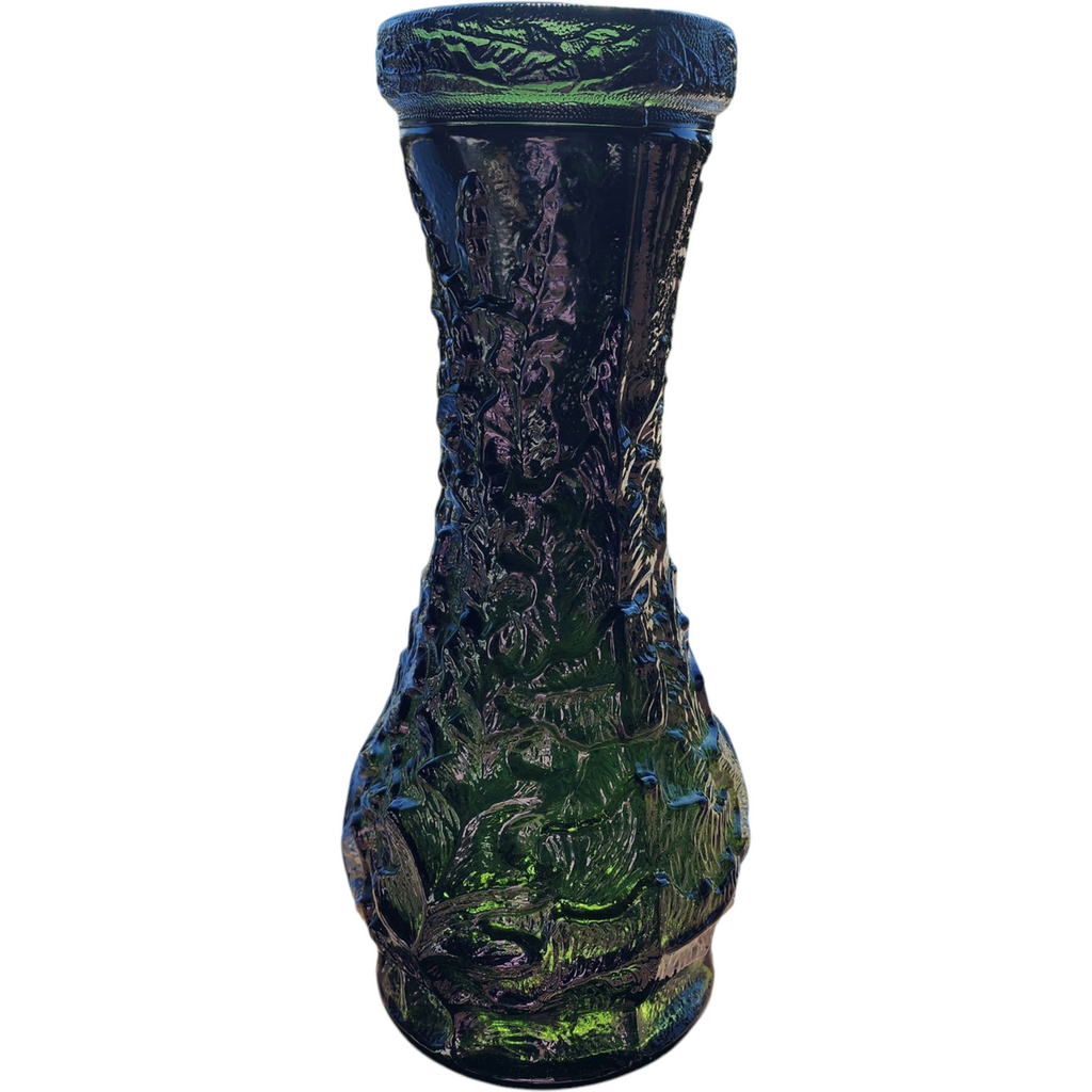 16" Vintage Imperial Loganberry Iridescent Carnival Glass Vase Green 1960s–70s