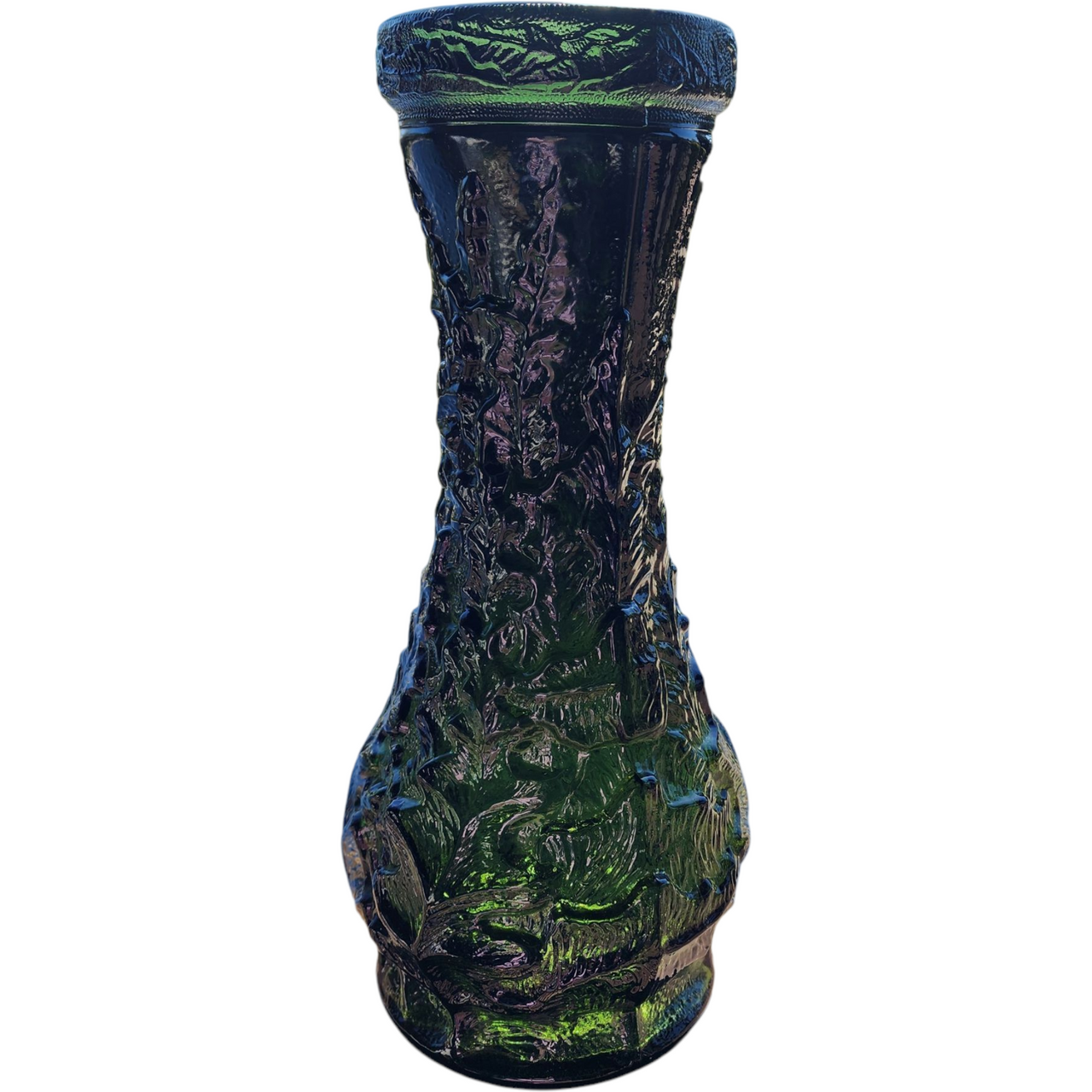 16" Vintage Imperial Loganberry Iridescent Carnival Glass Vase Green 1960s–70s