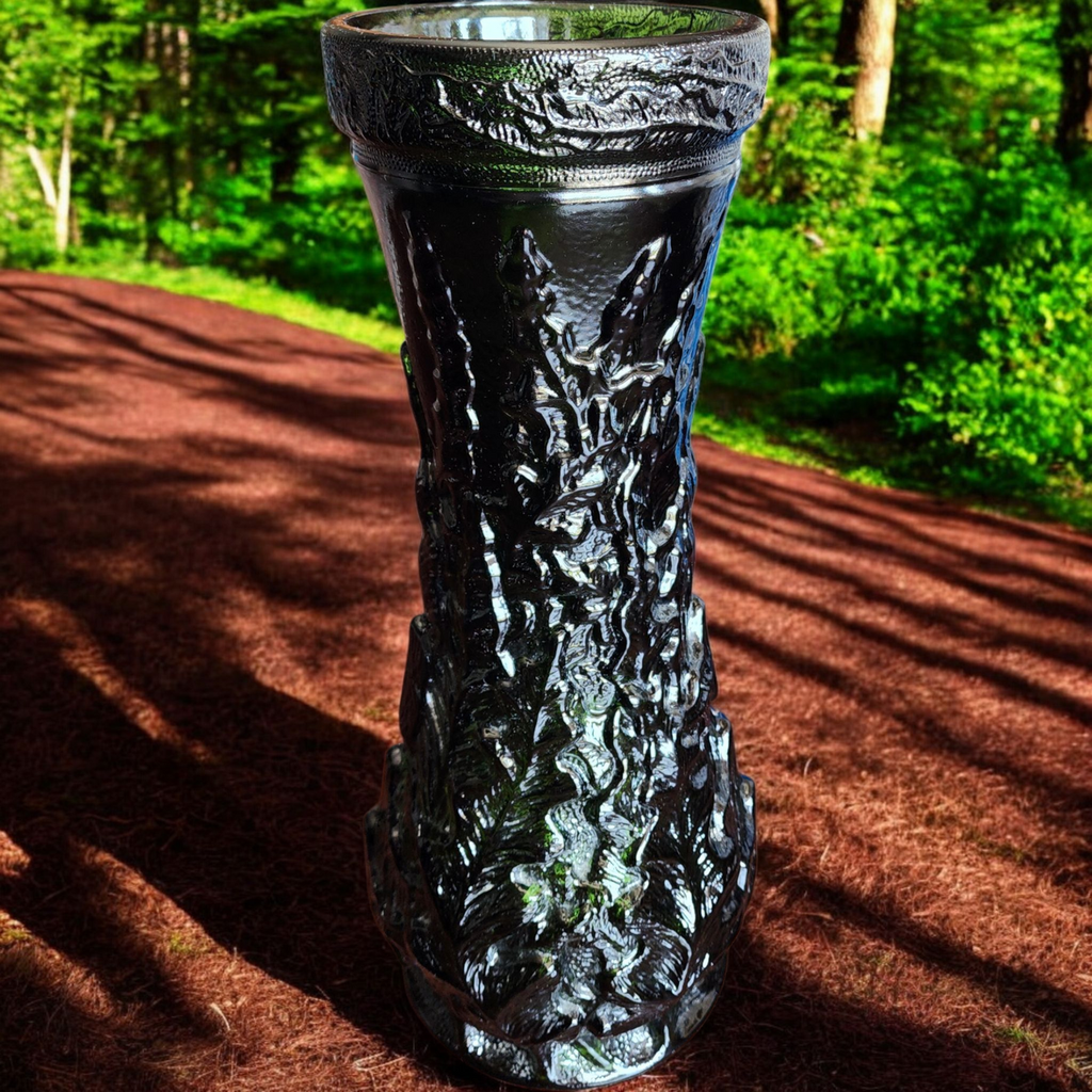 16" Vintage Imperial Loganberry Iridescent Carnival Glass Vase Green 1960s–70s