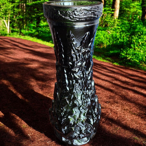 16" Vintage Imperial Loganberry Iridescent Carnival Glass Vase Green 1960s–70s
