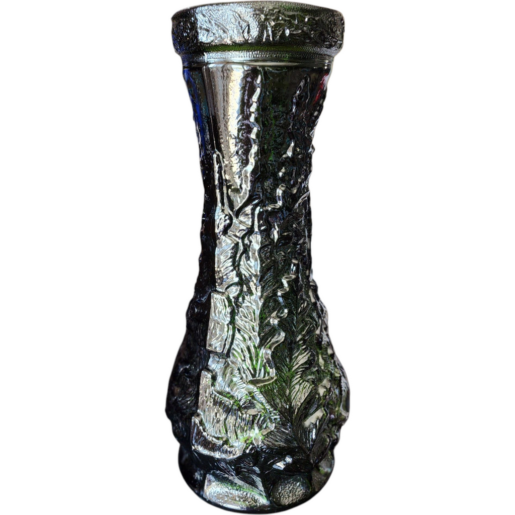 16" Vintage Imperial Loganberry Iridescent Carnival Glass Vase Green 1960s–70s