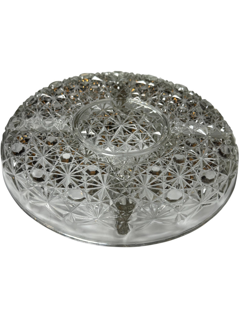Vintage Indiana Glass Daisy and Button Clear Glass 5-Part Relish Dish – 10” Round Divided Tray