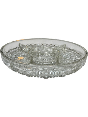 Vintage Indiana Glass Daisy and Button Clear Glass 5-Part Relish Dish 10” Round Divided Tray