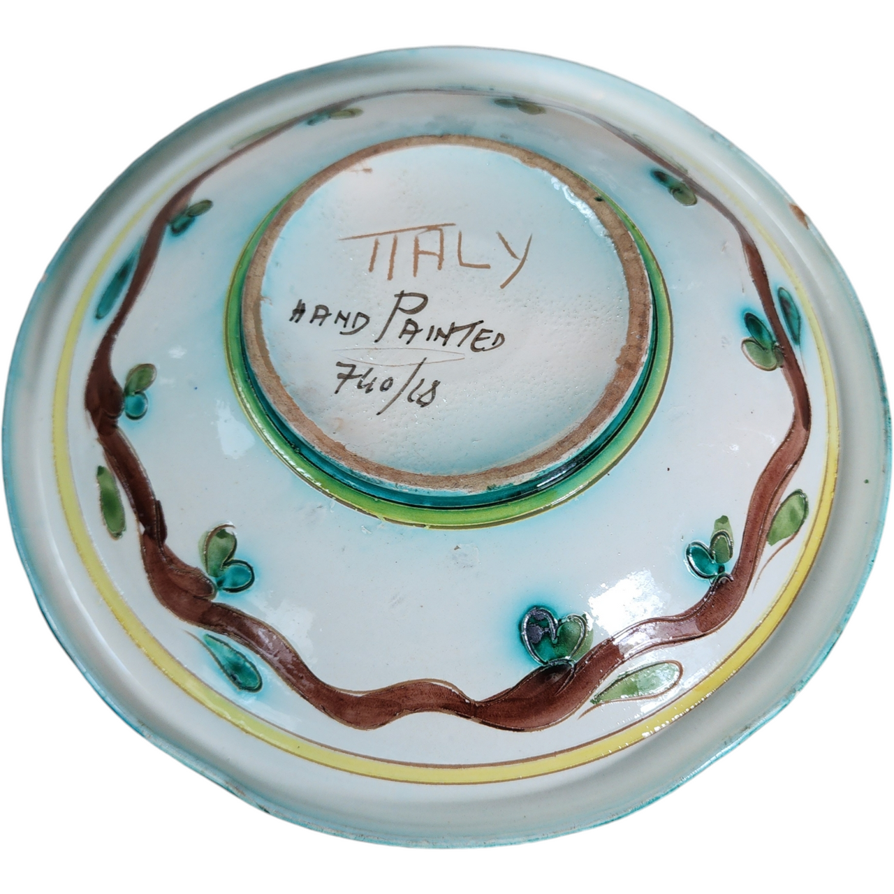 Vintage Italian Hand Painted Majolica Floral Plate Italy Pottery