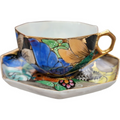Vintage Japanese Kutani Style Hand-Painted Tea Cup & Saucer Set