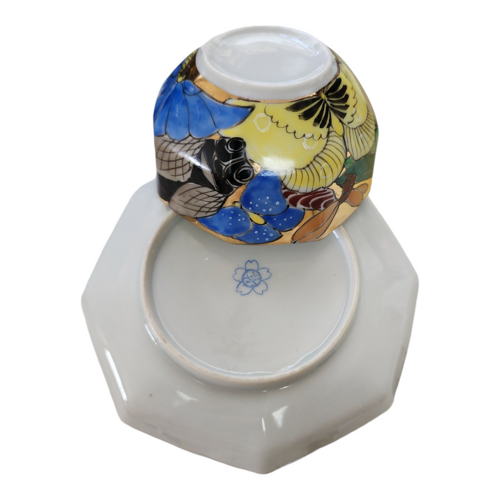 Vintage Japanese Kutani Style Hand-Painted Tea Cup & Saucer Set