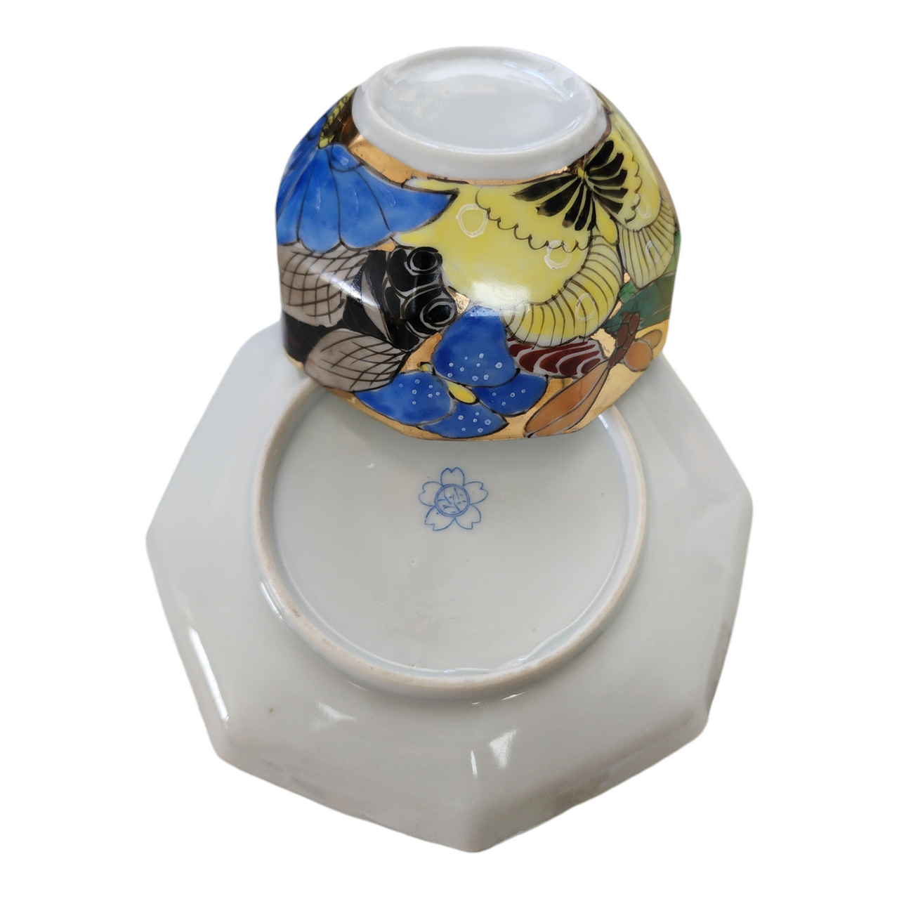 Vintage Japanese Kutani Style Hand-Painted Tea Cup & Saucer Set