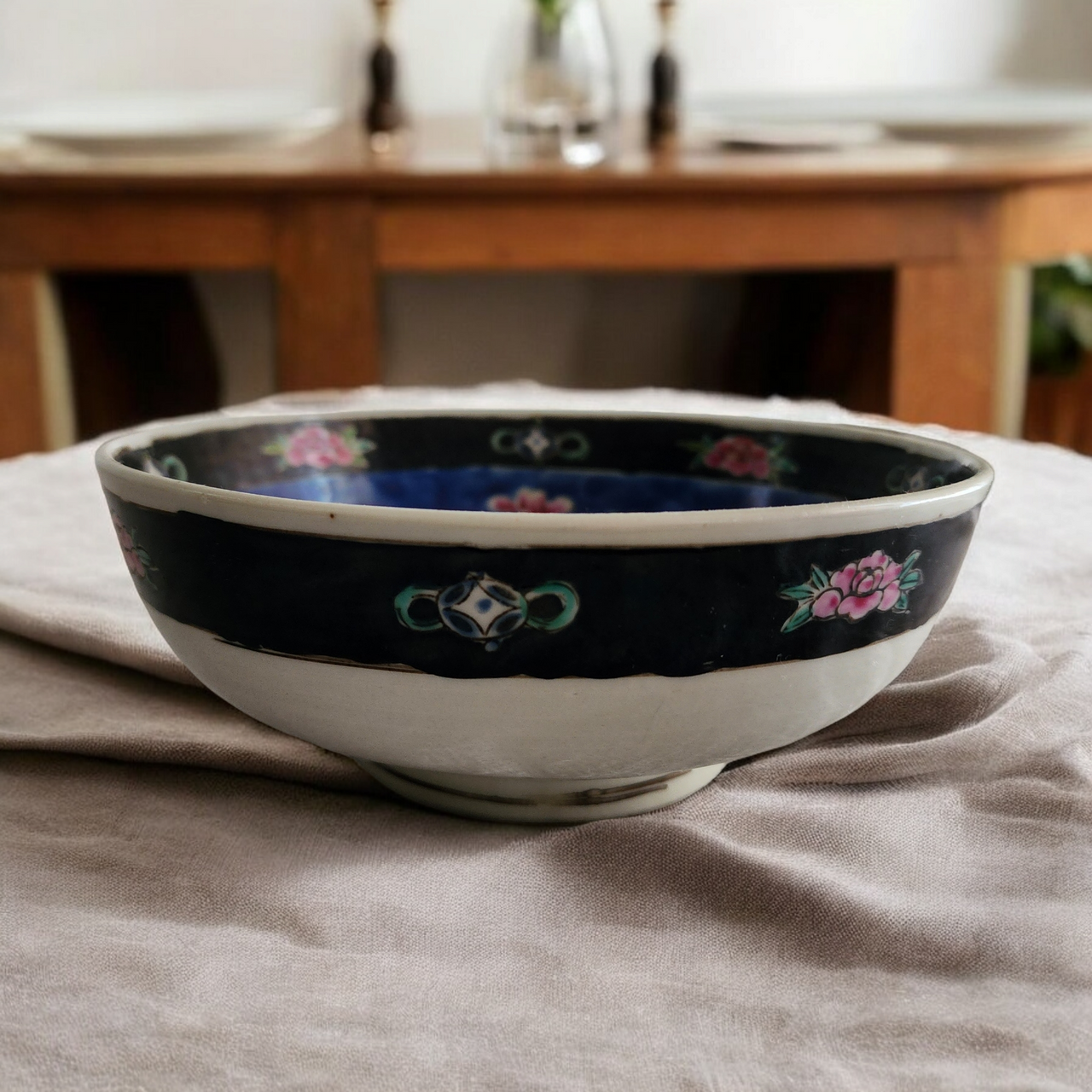 Vintage Japanese Porcelain Bowl Hand Painted Phoenix Bird & Floral Design Made in Japan Circa 1930s–1940s