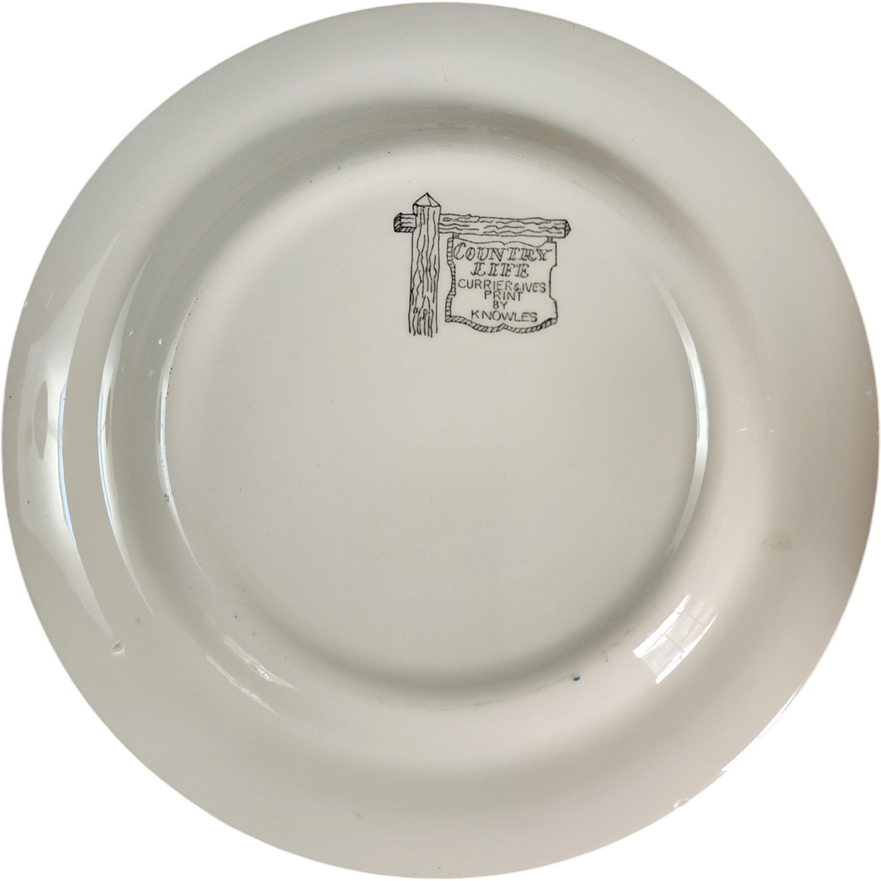 Vintage Knowles Currier & Ives Country Life Blue Transferware Plate Horse Drawn Sleigh Winter Scene – 10