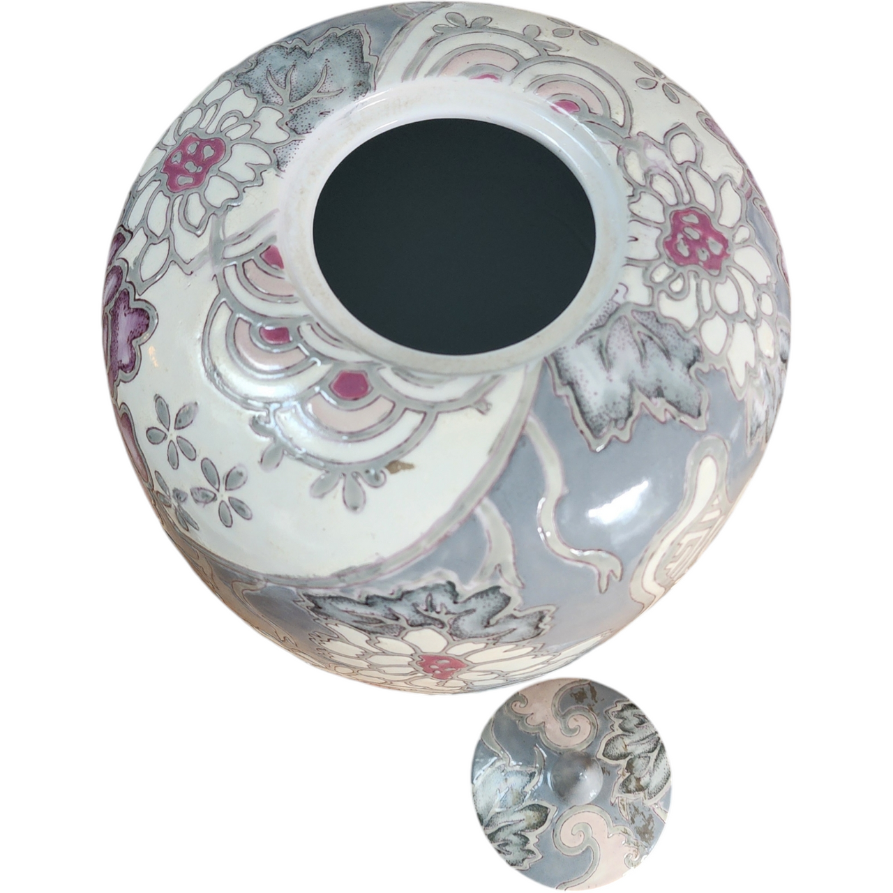 Vintage Macau Ginger Jar Hand-Painted Floral Ceramic Lidded Vase HF China