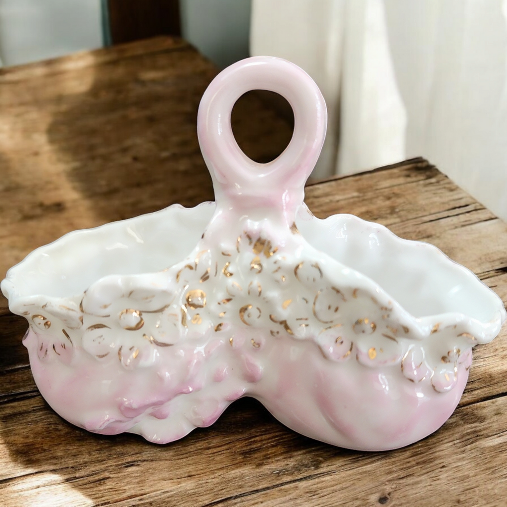 Porcelain Double Basket with a Central Handle