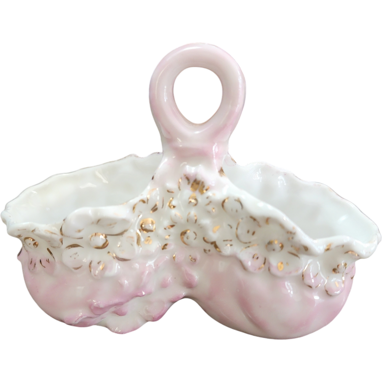 Porcelain Double Basket with a Central Handle