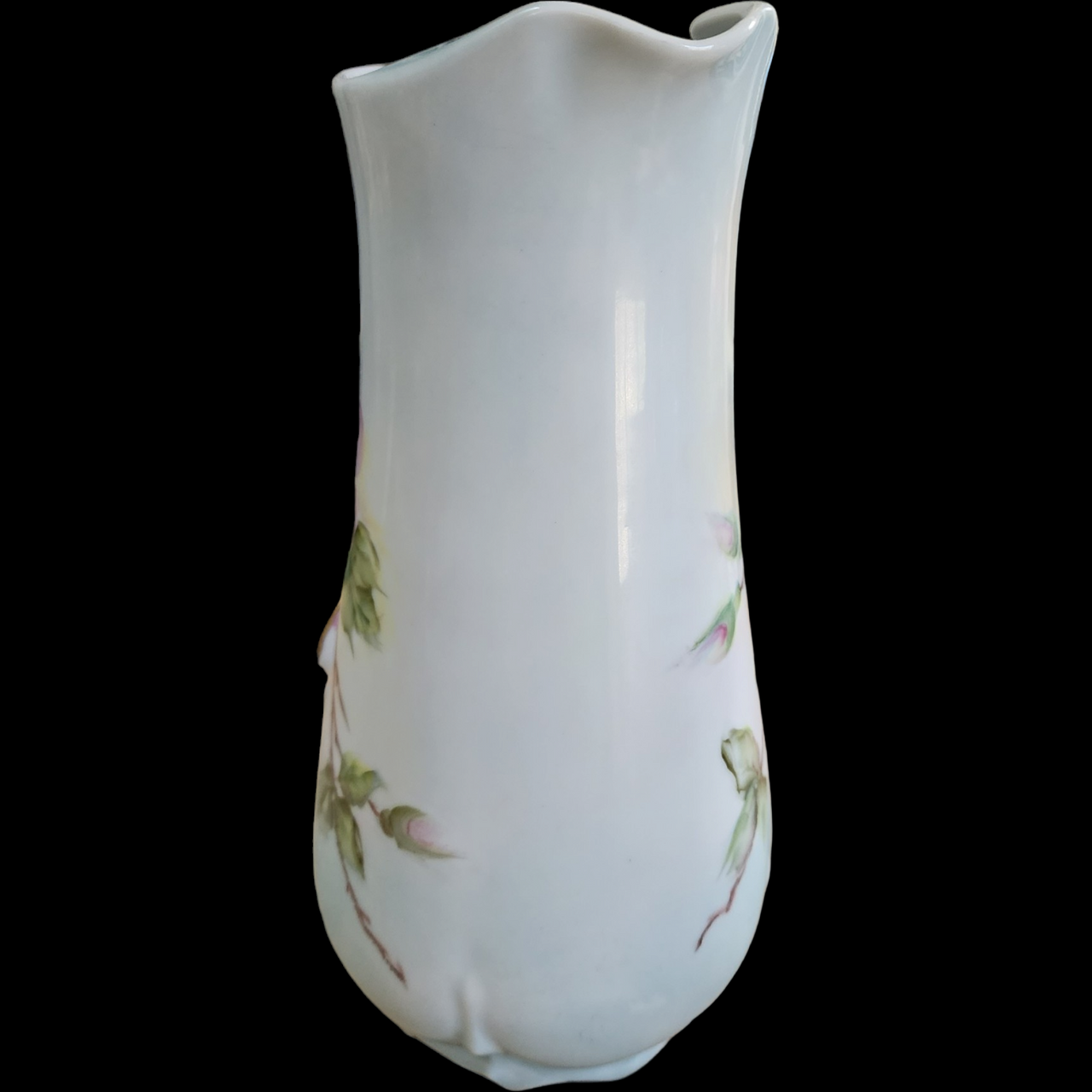 Vintage Porcelain Hand Painted Flowers Decorative Jug Pitcher Gold Handle Signed