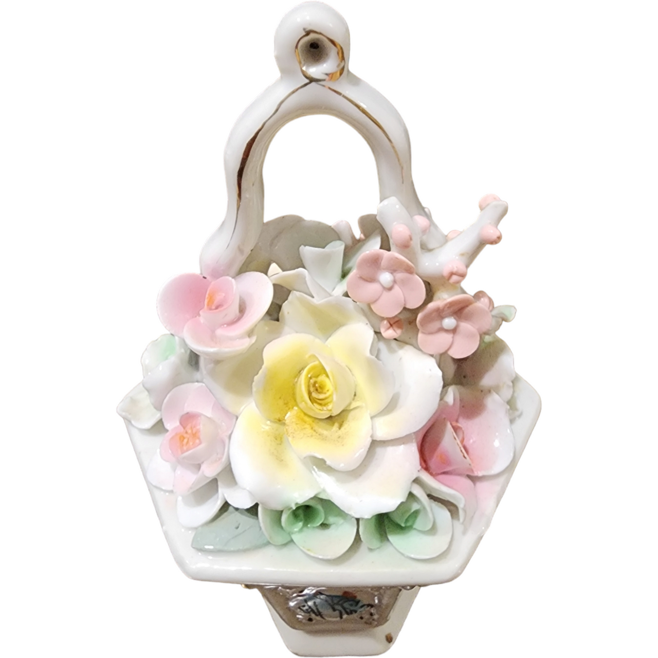 Vintage Porcelain Spring Pastel Roses Decorative Vase