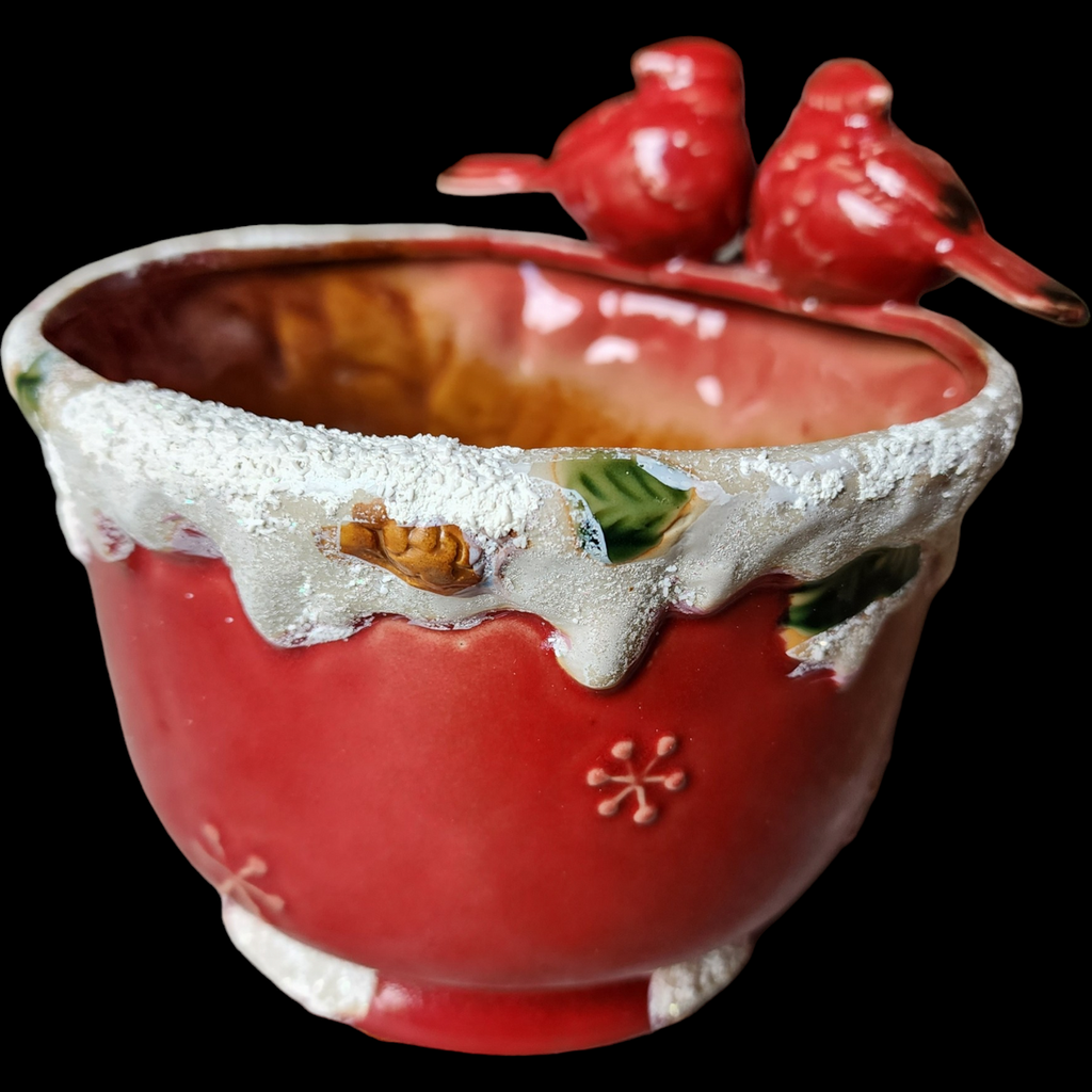 Vintage Robin Red Bird Ceramic Planter