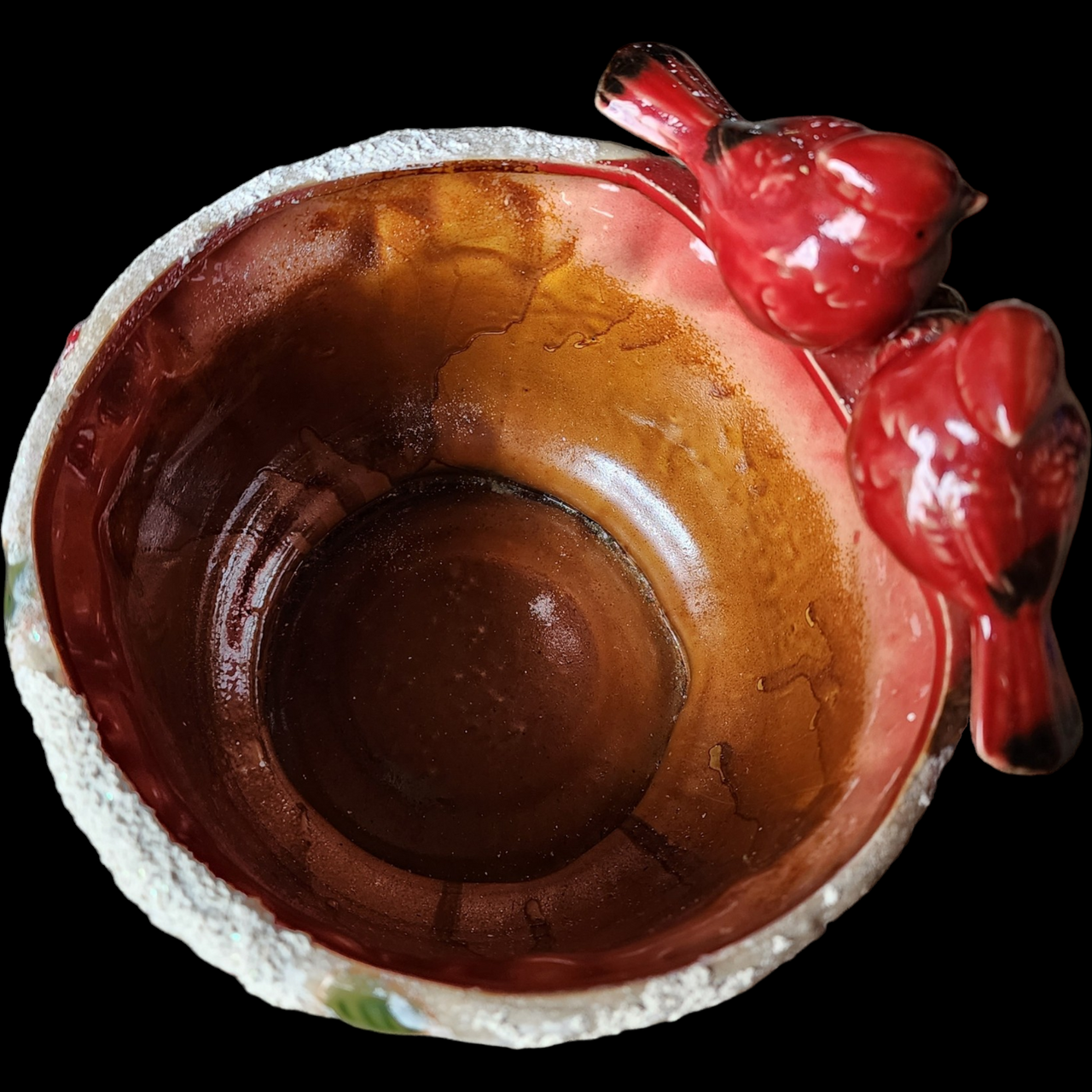 Vintage Robin Red Bird Ceramic Planter
