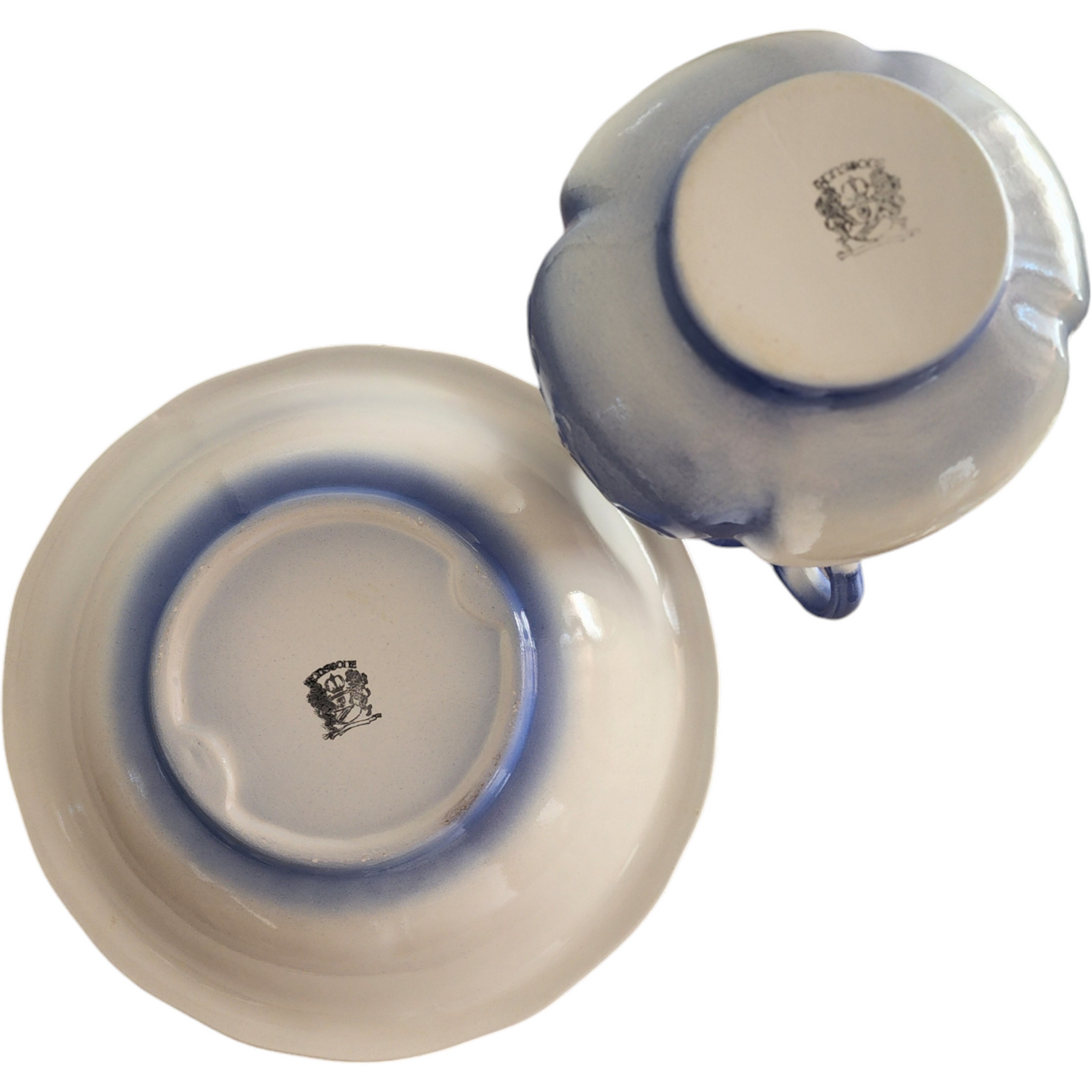 Vintage Royal Crownford Ironstone Staffordshire England Blue & White Wash Basin & Pitcher Set – Floral Transferware, Circa 1960s